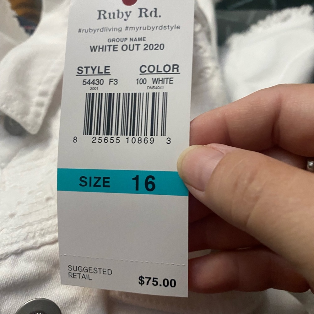 Ruby Rd. White Eyelet Jean Jacket - Picture 9 of 9